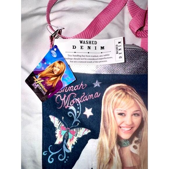 Disney Handbags - Vintage Hannah Montana Miley Cyrus Denim Pop Star Tote Bag Purse NEW WITH TAG